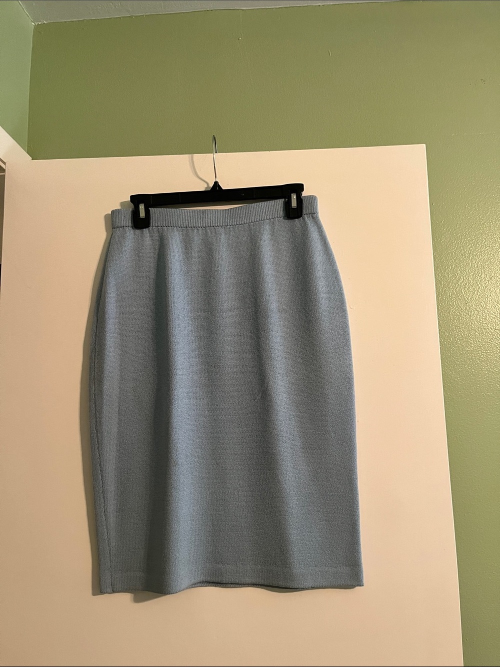 St John by Marie Gray Light Blue Knit Pencil Skirt Sz 8